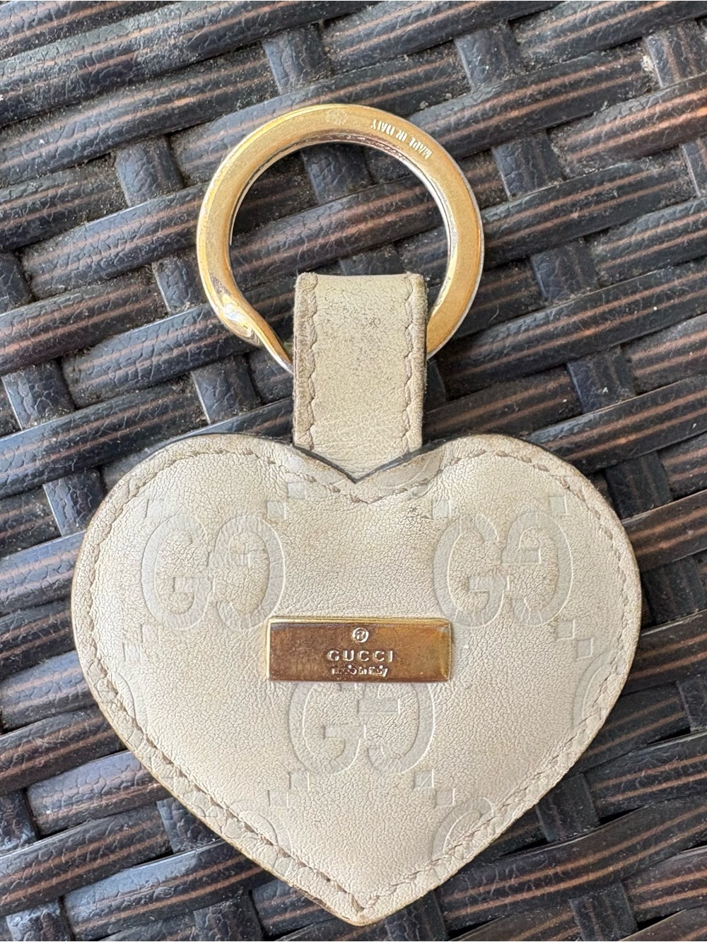 Gucci Monogram Heart Leather Keychain